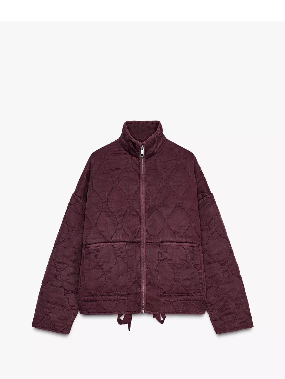 Zara Quilted Zip-Up Jacket in Deep Plum